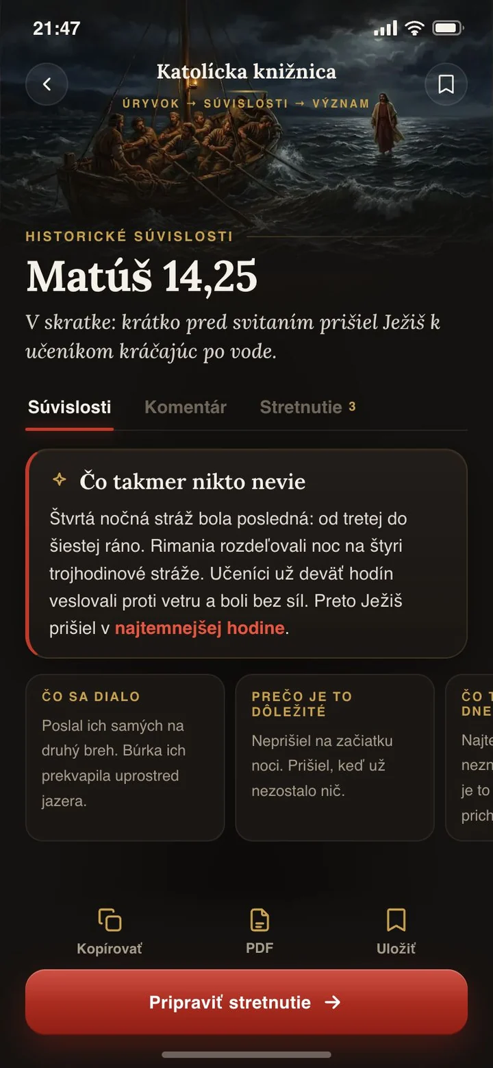 Matúš 14,25: čo takmer nikto nevie